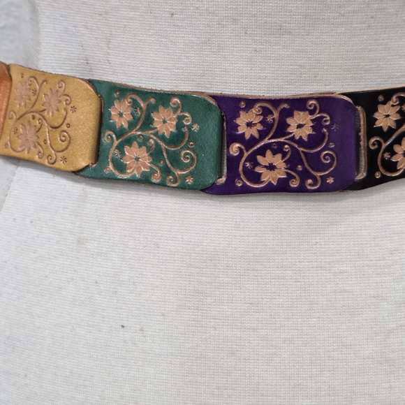 Colorful Patterned Belt with Gold Buckle
